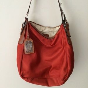 Ralph Lauren Orange Nylon Farringdon Hobo Handbag